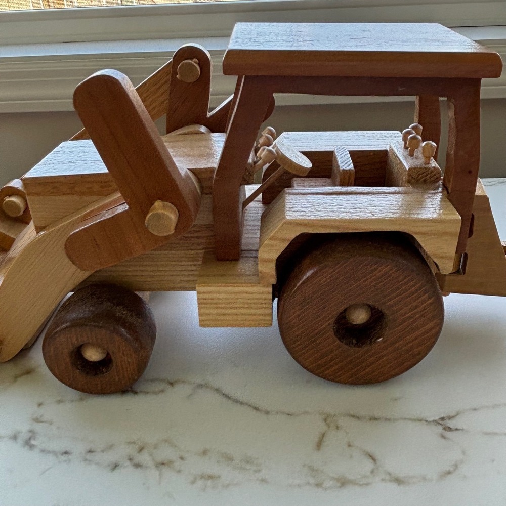Handcrafted Wooden Excavator Backhoe Loader Heavy Equipment Construction Model - Picture 2 of 15